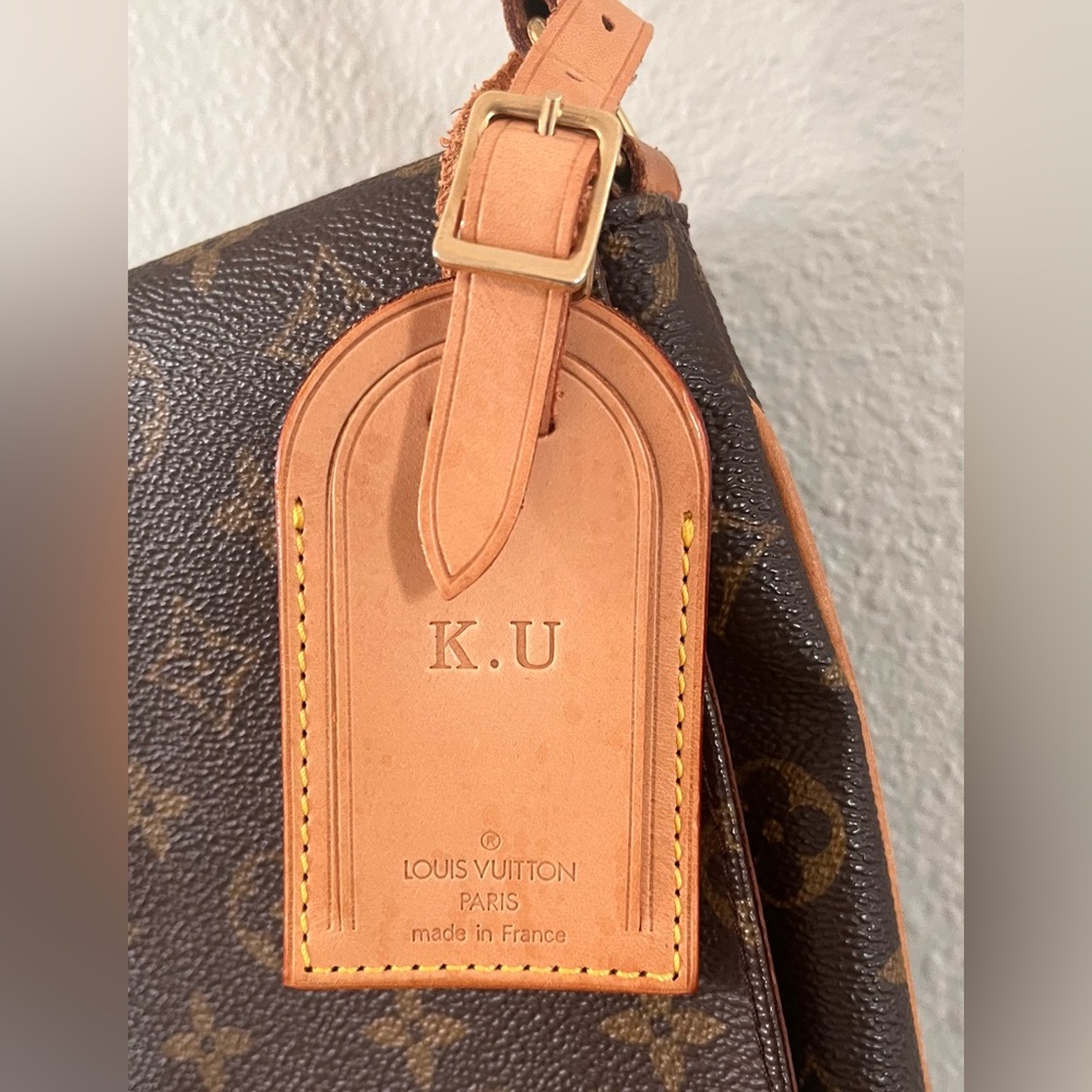 LOUIS VUITTON Vachetta leather Luggage Tag with Initials K.U.